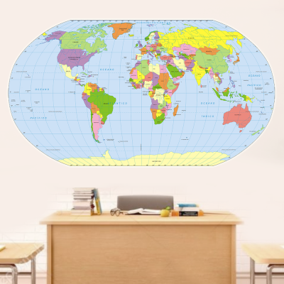 Adesivo de Parede Mapa Mundi Plano