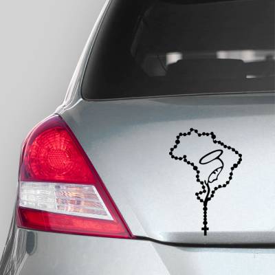 Adesivo de Carro Terço de Maria om Silhueta Do Brasil